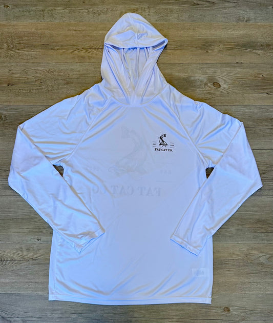 Long Sleeve Sun Shirt with Hood - White